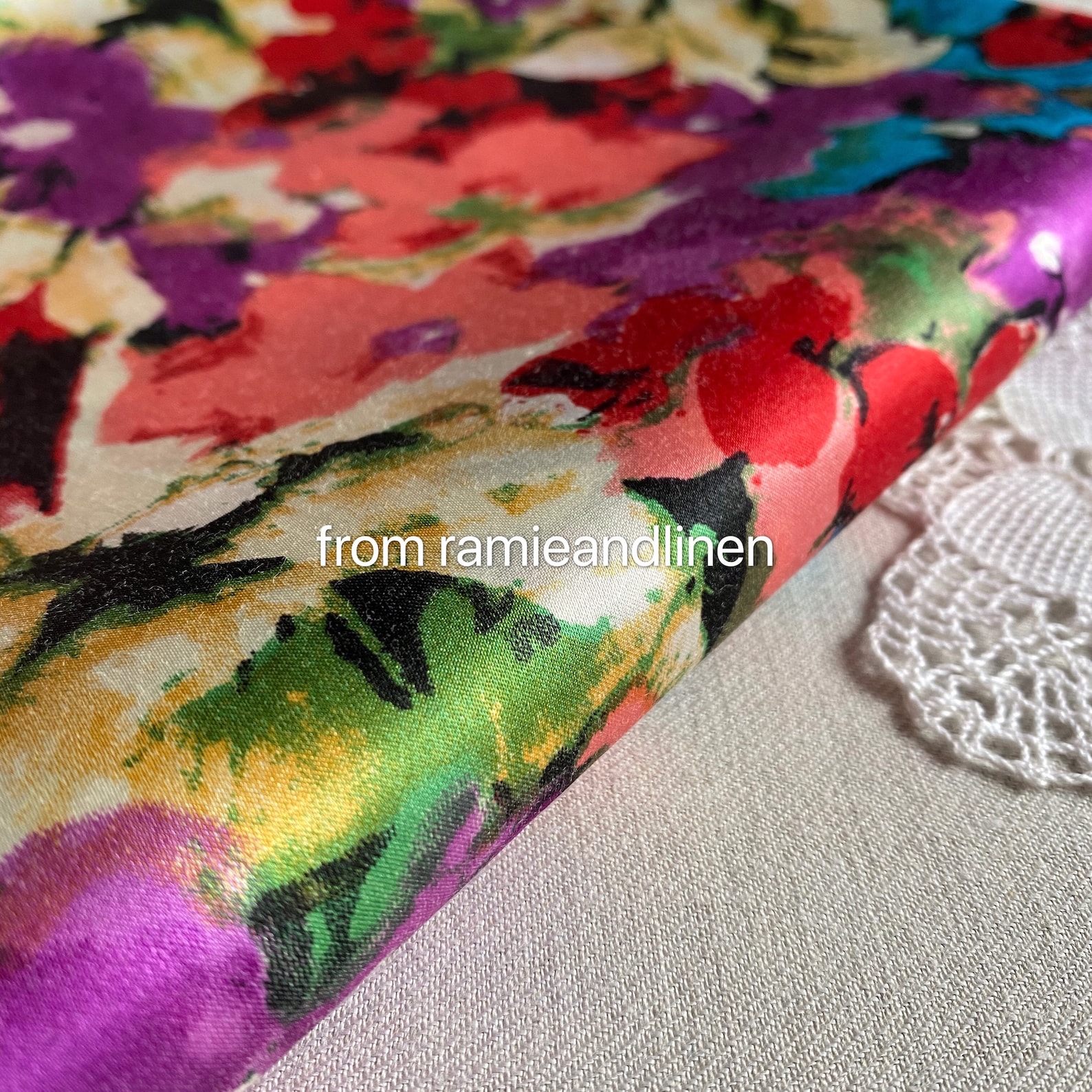 Silk Fabric Floral Print Silk Cotton Blend Silk Cotton Satin Etsy