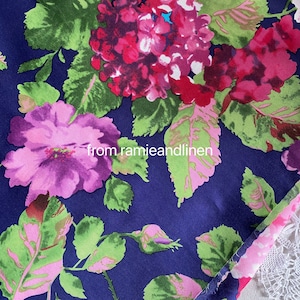silk fabric, peony and hydrangea flowers print  silk cotton blend twill fabric, half yard by 45&quot; wide