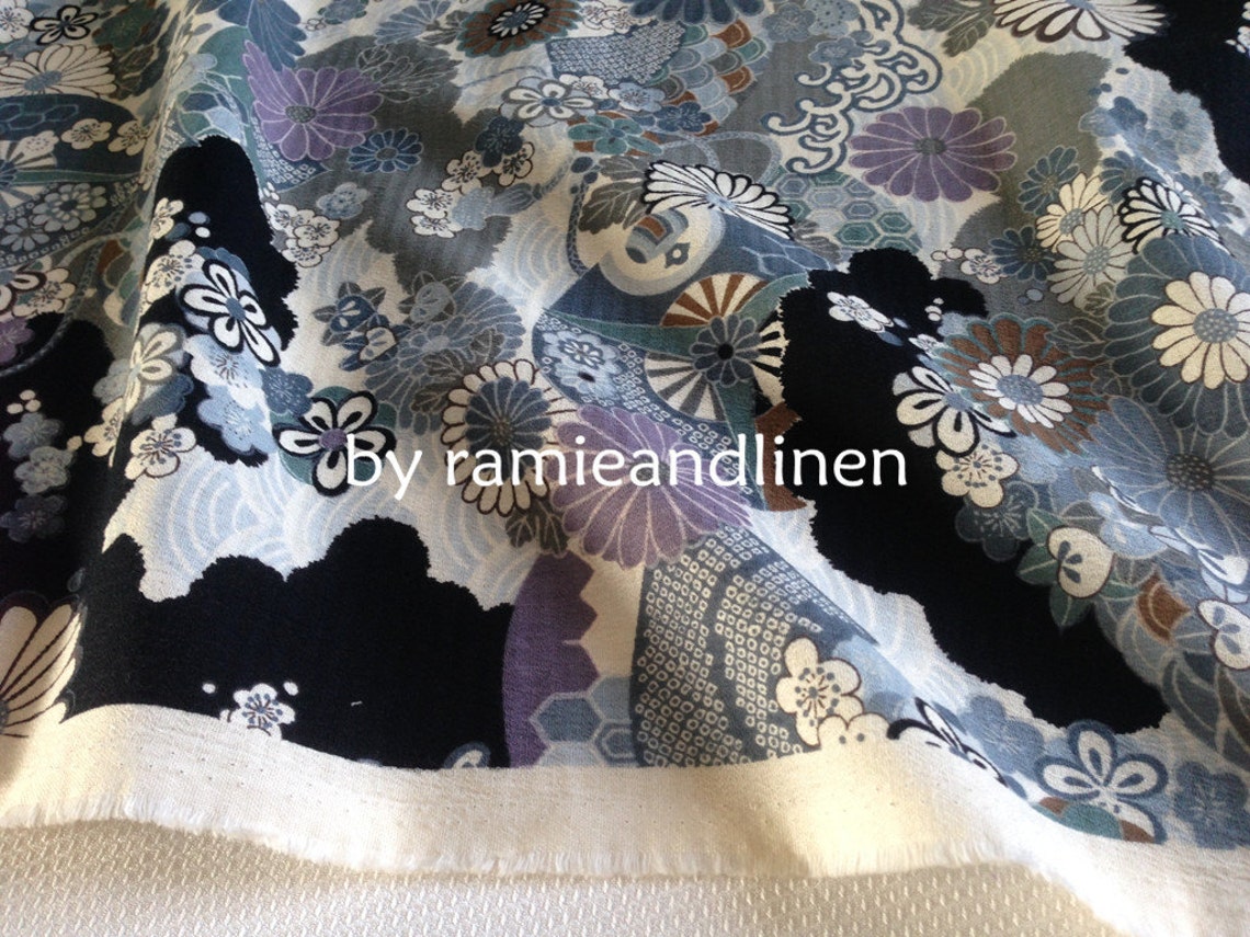 Japanese Kimono Cotton Fabric Floral Print Special Texture Etsy Australia