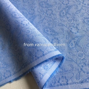 Japanese cotton fabric, paisley floral jacquard blue cotton fabric, half yard by 58" wide