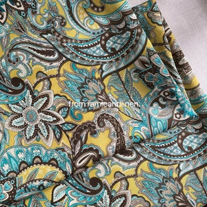 silk fabric, paisley floral print silk cotton blend fabric, half yard by 54&quot; wide