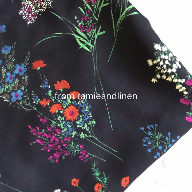 silk rayon blend fabric doublefancy crepe georgette last piece 54 by 54 wide blurry floral bouquet print drapes well