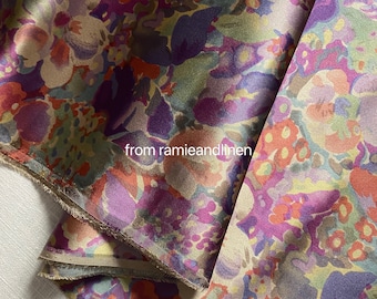 silk fabric, abstract ink painting print silk satin, pure mulberry Silk Charmeuse Fabric, dress fabric, half yard by 46&quot; wide