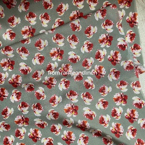 Silk fabric, small roses print, silk crepe de chine fabric, half yard by 54&quot; wide