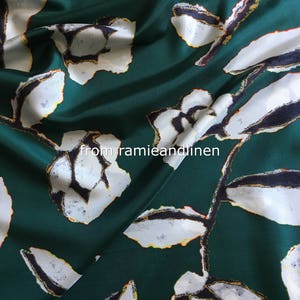 silk fabric, 100% mulberry silk, huge floral print silk twill fabric, half yard by 45" wide