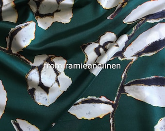 silk fabric, 100% mulberry silk, huge floral print silk twill fabric, half yard by 45&quot; wide