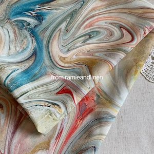 Silk fabric, digital print, colorful swirl wave pattern print, silk crepe de chine mulberry silk fabric, half yard by 54&quot; wide