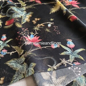 silk fabric, silk cotton/viscose blend charmeuse, garden elements print silk fabric, very smooth and soft, drape well, half yard by 53" wide image 6