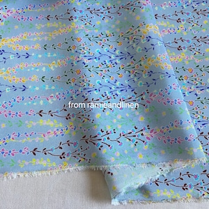 Silk fabric, colorful little spring branches print, silk cotton blend fabric, soft and smooth, half yard by 53" wide image 2