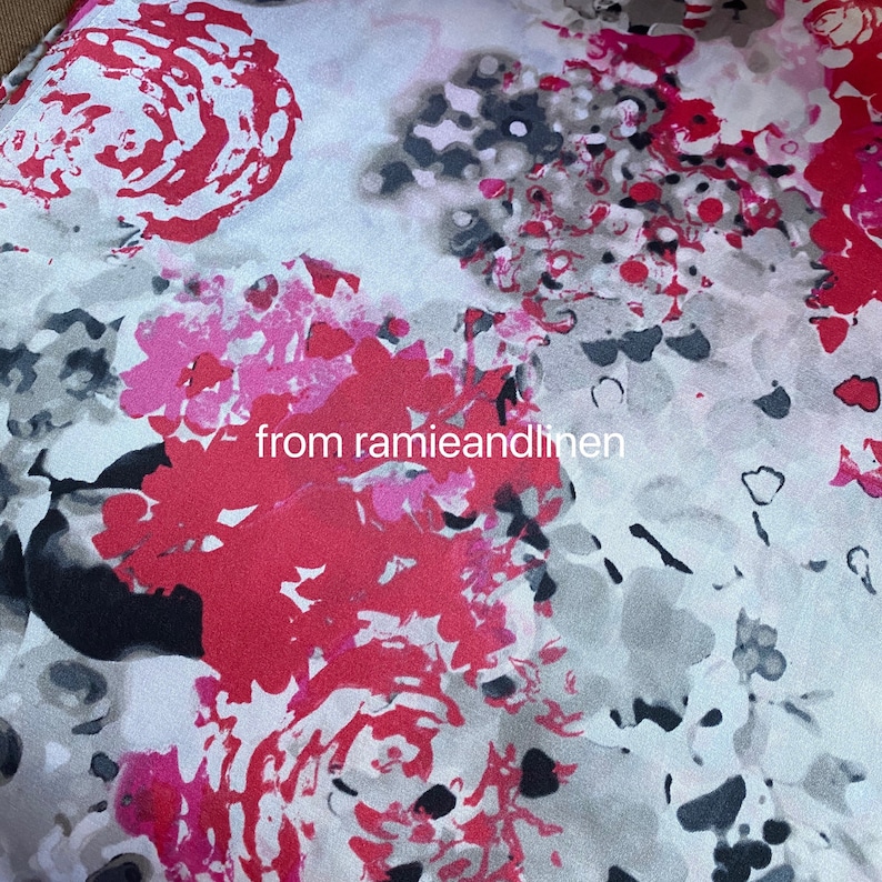 silk fabric, Chinese ink painting silk cotton blend Silk cotton satin fabric, half yard by 44 wide image 3