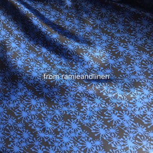 silk fabric, blue snowflakes floral pattern print silk twill fabric, half yard by 54&quot; wide