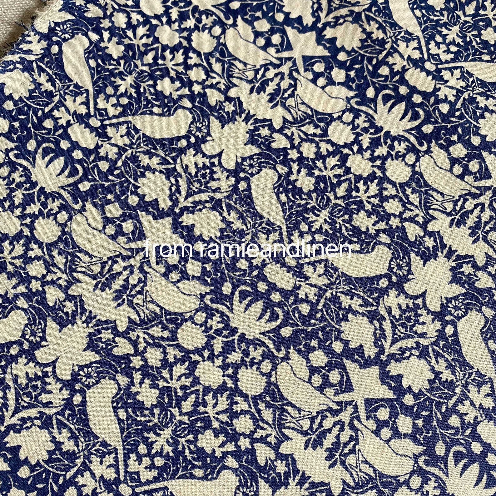 Cotton Fabric Birds and Trees Print Half Yard by 56 Etsy