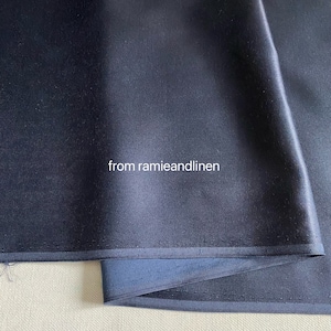silk fabric, HALF YARD by 43&quot; wide, solid color,  deep dark blue, silk cotton blend satin fabric