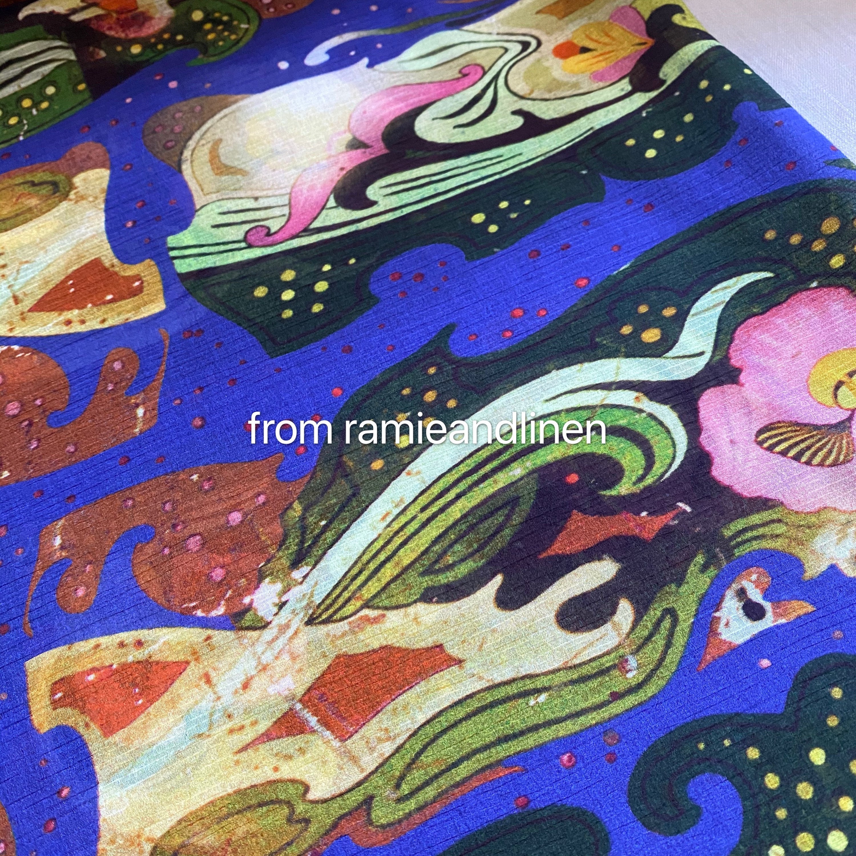 Silk Fabric, Traditional Chinese Pattern Print Silk Cotton Blend ...