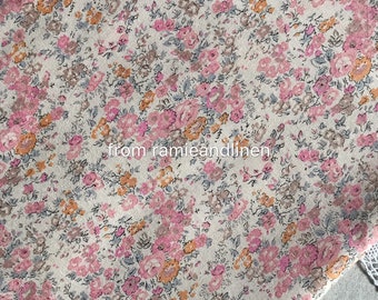 Japanese cotton fabric,countryside pink floral print cotton twill fabric, half yard by 58" wide