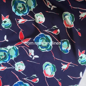 Silk fabric, hand drawing style rose print, silk crepe de chine fabric, about 17-18 momme, half yard by 53&quot; wide