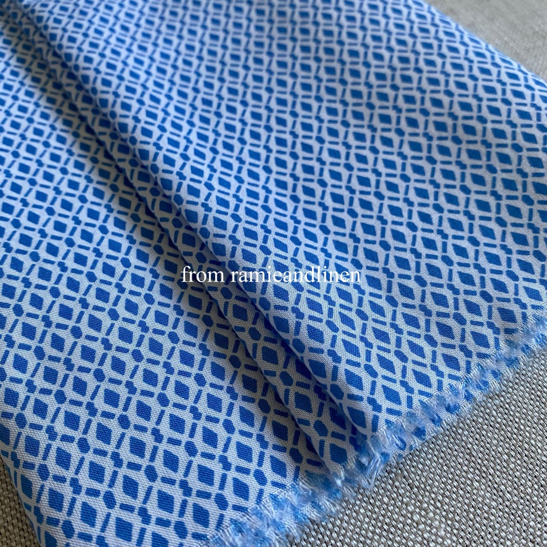 Fine Cotton Fabric, Blue Pattern Print Cotton Fabric, Half Yard by 58 ...