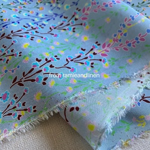Silk fabric, colorful little spring branches print, silk cotton blend fabric, soft and smooth, half yard by 53" wide image 6