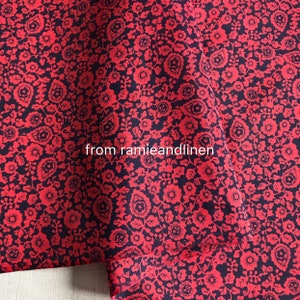 silk fabric, silk cotton blend floral print fabric, half yard by 53&quot; wide