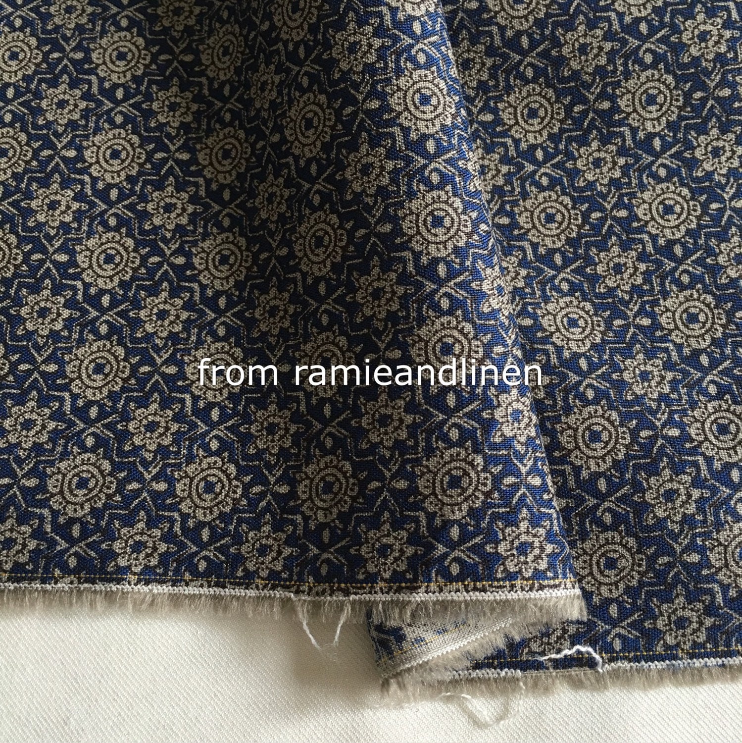 Linen Cotton Blend Floral Print Fabric Quilting Fabric Etsy