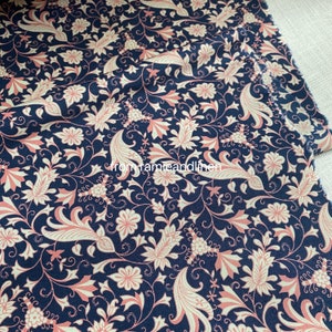 Japanese cotton fabric, phoenix tail flowers pattern print, fine silky cotton fabric, half yard by 57" wide