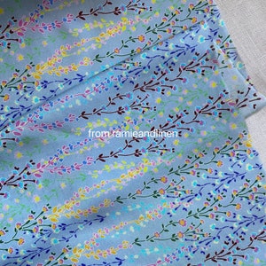 Silk fabric, colorful little spring branches print, silk cotton blend fabric, soft and smooth, half yard by 53" wide image 5