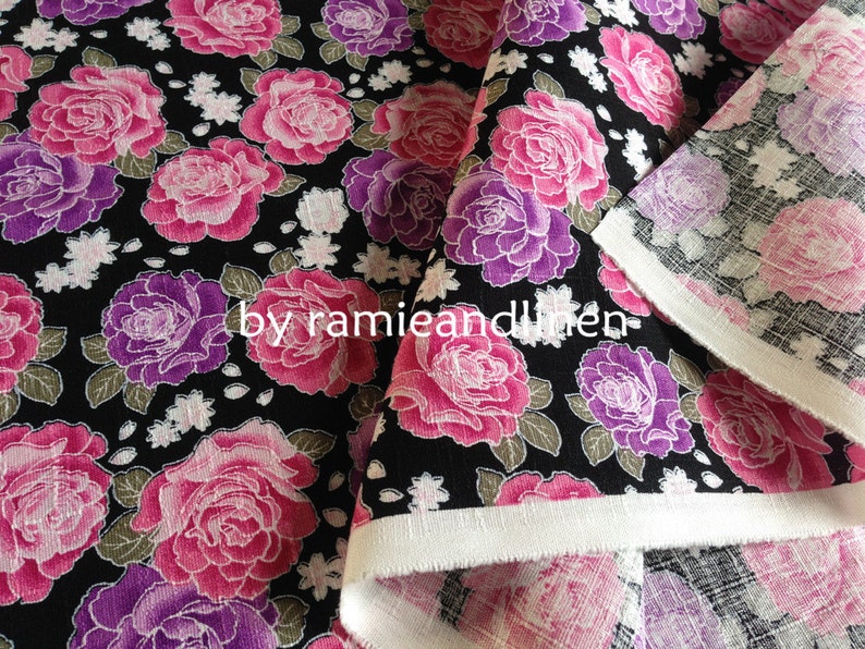 Japanese cotton fabric, floral print slub texture cotton fabric, fat quarter, 18 by 22 image 7