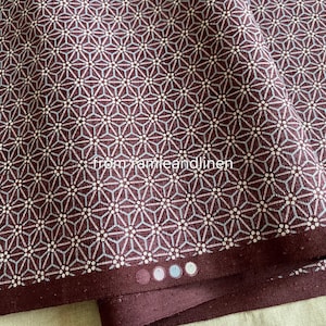 Japanese cotton fabric, japanese traditional tortoiseshell pattern print slub cotton fabric, half yard by 44&quot; wide, dark reddish purple