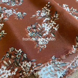 Silk fabric, digital print, little floral clusters print, silk crepe de chine fabric, half yard by 54&quot; wide