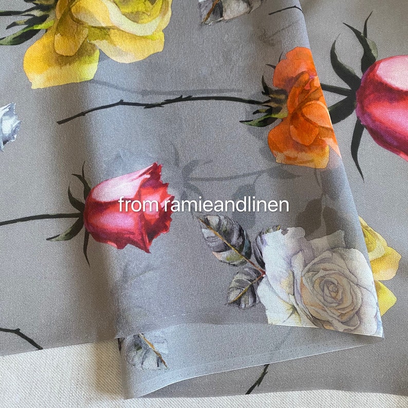 oversize roses of various colors print digital print half yard by 54 wide silk georgette fabric silk fabric