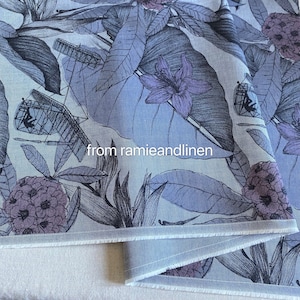LIBERTY art fabric, CHAMBRAY, manpower plane over garden print denim style cotton fabric, half yard by 56&quot; wide