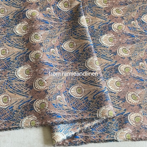 Tessuto di cotone Liberty Tana Lawn, stampa di piume di pavone, tessuto di cotone setoso fine, mezzo metro per 54" di larghezza