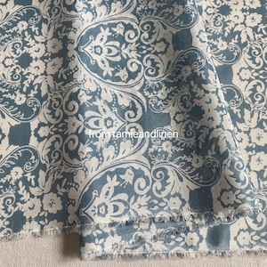 Silk fabric, palace vintage style pattern print silk cotton blend fabric, half yard by 55" wide