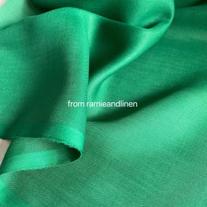 ramie fabric,  solid color green, high count ramie twill fabric, half yard by 56&quot; wide
