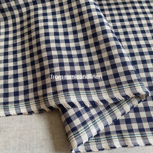 linen fabric, yarn dyed small grid/check weaved, pure linen fabric, half yard by 58&quot; wide