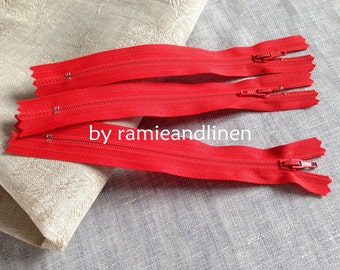 YKK Zipper, red, 14cm, about 5.5", set for 5 pieces