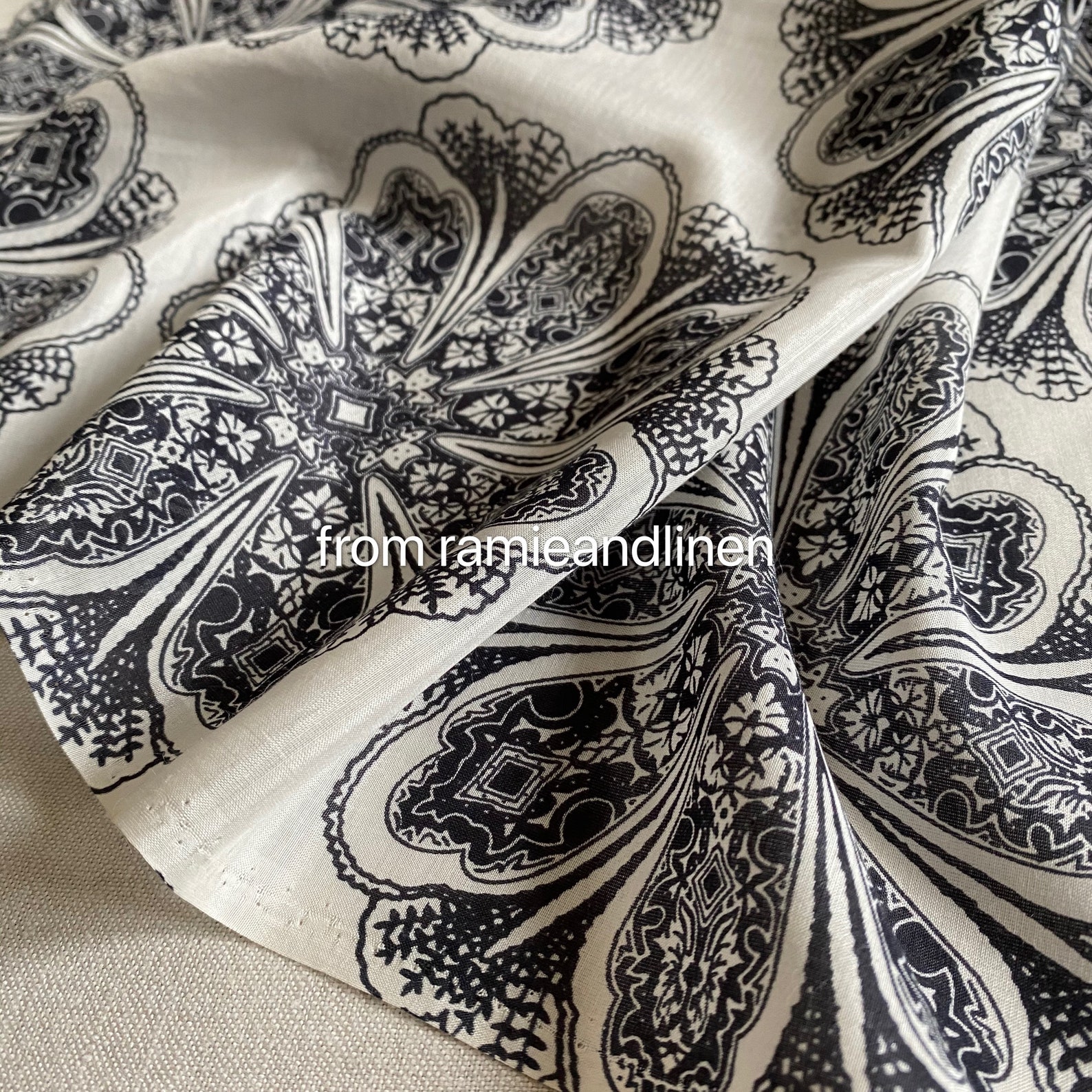 Silk Fabric Silk Cotton Blend Line Drawing Flower Pattern - Etsy UK