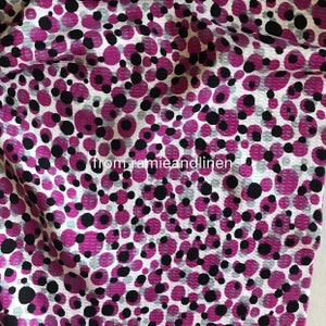 silk fabric, polka dots silk cotton blend fabric, stripe jacquard, pink black grey dots on white, half yard by 46&quot; wide