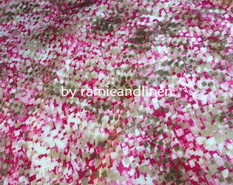 silk fabric,  pink mosaic print silk cotton blend fabric, half yard by 52" wide