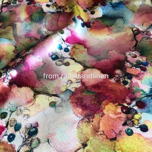 silk fabric, 27m/m Digital Printing watercolor print silk crepe satin, Silk Charmeuse Fabric, half yard by 45" wide