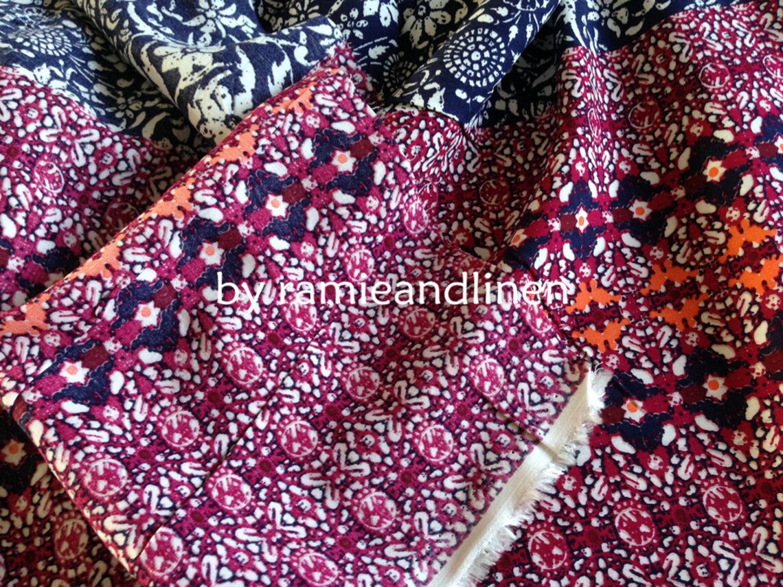 Rayon Fabric Floral Border Print Rayon Fabric Half Yard by Etsy