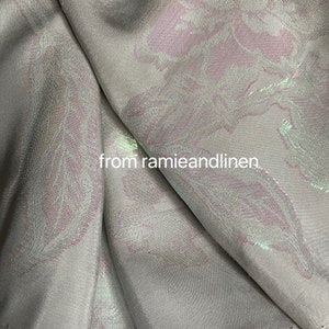 Hard to find silk fabric, bronze like lame yarn jacquard weaved and clipped flowers, silk satin, silk charmuse fabric, half yard by 53&quot; wide