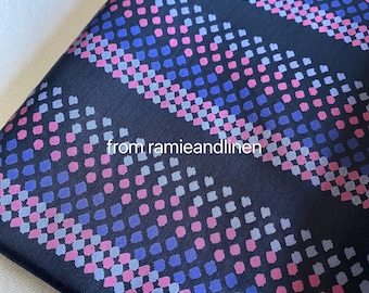 silk fabric, silk and spun silk cotton blend, squares pattern stripes print silk twill fabric, half yard by 44" wide