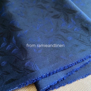 Japanese cotton fabric, blue yarn dyed leaves jacquard weaved fine cotton fabric, half yard by 46&quot; wide