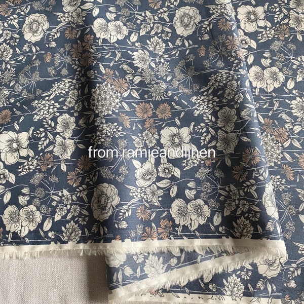 Japanese cotton fabric, floral print silky fine cotton fabric, half yard by 58" wide