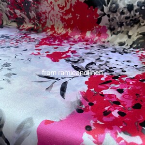 silk fabric, Chinese ink painting silk cotton blend Silk cotton satin fabric, half yard by 44 wide image 4