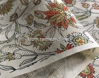 Japanese cotton fabric, floral print stripes jacquard weaved, half yard by 44" wide