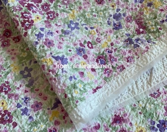 Seersucker cotton fabric, HALF YARD(45cm) by 56"wide, colorful mini flowers print