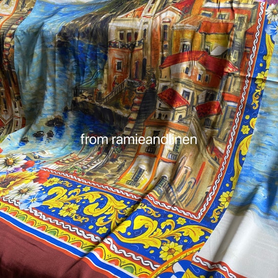 Silk Fabric Digital Print Oil Painting Print Double Etsy