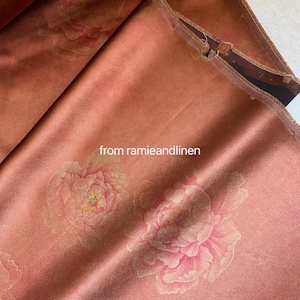 silk fabric, HALF YARD by 45&quot; wide, digital print, Chinese traditional peony print, gambiered Canton silk, mud silk